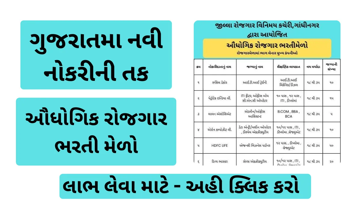 ગુજરાતમા નવી નોકરીની તક-ઔધોગિક રોજગાર ભરતી મેળો, વાંચો પૂરી માહિતી | Gujarat Bharti mela